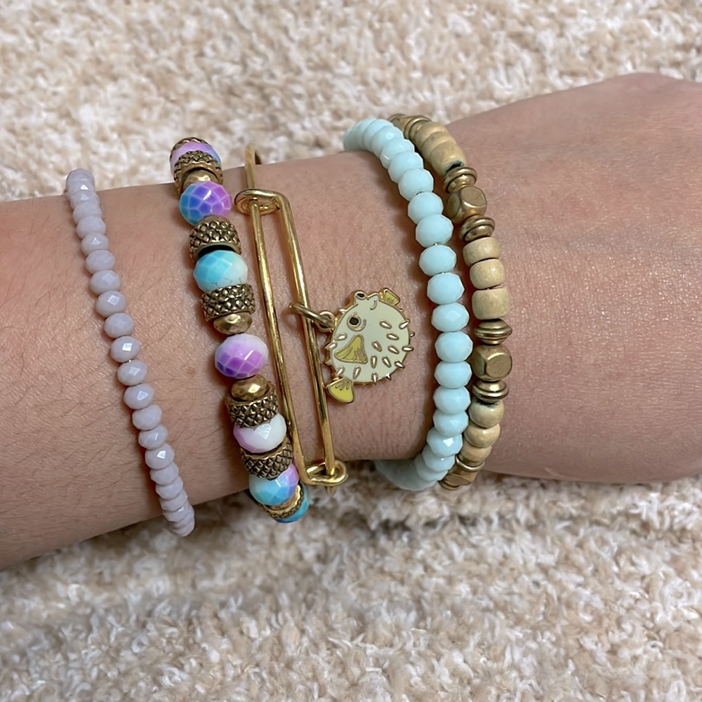 Alex and Ani Pufferfish Bangle Set